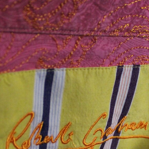 ROBERT GRAHAM SZ XL Men's Long Sleeve Striped Cotton Button Up Shirt - Picture 11 of 13